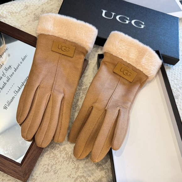 UGG Women's Brown Plush Gloves - Picture 6 of 6